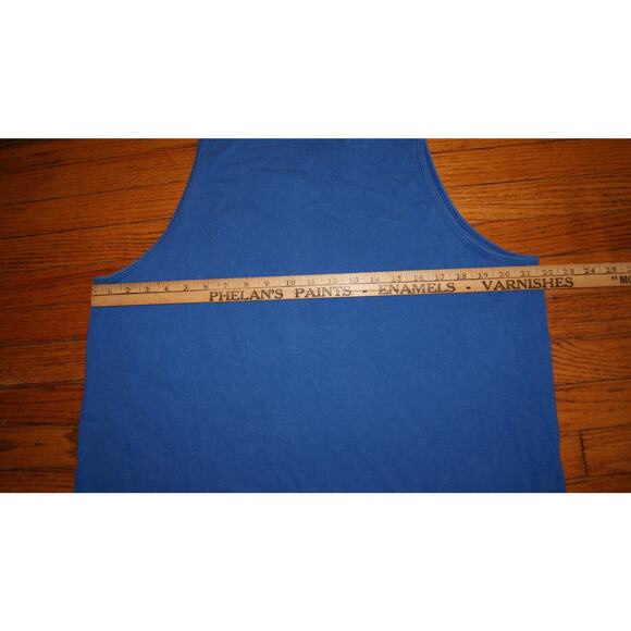 Vintage 90s Neon Shark Ocean Sun XL Blue Tank Top TShirt USA Made Single Stitch - Picture 7 of 10